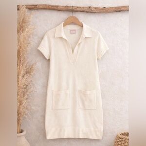 Show Me Your MuMu Cream V-Neck Dexter Sweater Dress